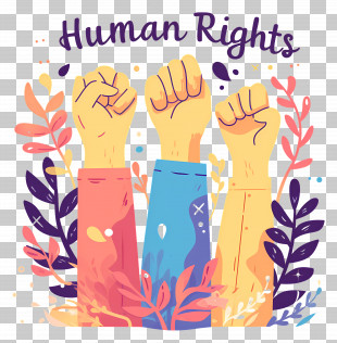 Human Rights Day - Human Rights Fists With Peaceful Leaves Illustration PNG