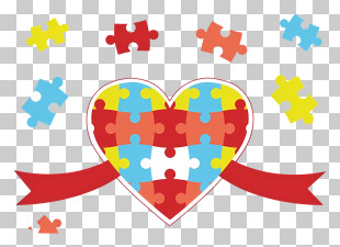 Red Heart - Heart Shaped Puzzle Pieces PNG
