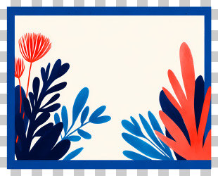 Rectangle Blue Frame - Abstract Floral Design With Red And Blue PNG