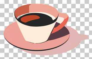 Coffee Cup With Saucer - Minimalist Coffee Cup With Saucer In Illustration PNG
