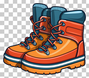Winter Boots - Orange Hiking Boots For Outdoor Adventures PNG