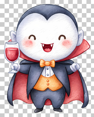 Vampire Holding Wine Glass - Cute Vampire For Halloween PNG