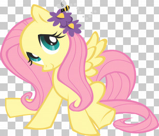 My Little Pony - Adorable Yellow Cartoon Pony With Flower Accessory PNG