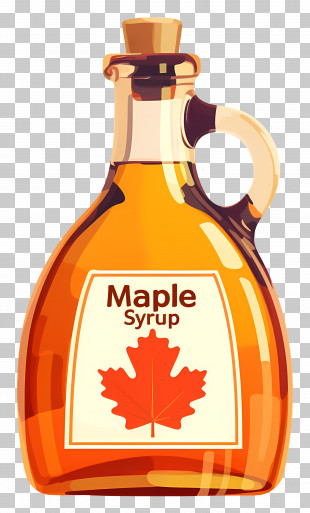 National Maple Syrup Day - Maple Syrup Bottle With Maple Leaf Design PNG