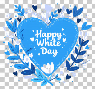 Happy White Day - Blue Heart Illustration For White Day PNG