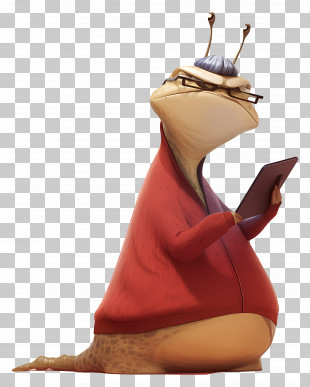Roz - Cartoon Slug With Glasses And Tablet PNG