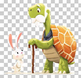Turtle And Rabbit - Tall Turtle Chatting With Rabbit PNG