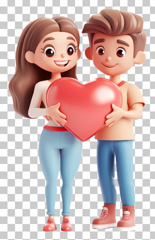 Valentines Day Couple - Couple With Heart Illustration PNG