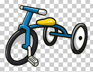 Cartoon - Blue Tricycle With Yellow Seat PNG