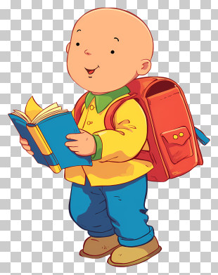 Caillou - Young Boy Reading A Book PNG