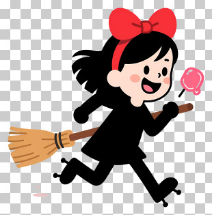 Kiki - Playful Witch Girl With Broom PNG