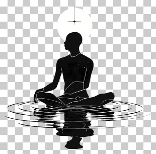 Abstract Art - Silhouette Of Meditation In Reflective Water PNG