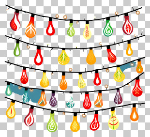 Decorative Garland - Colorful Festive String Lights PNG