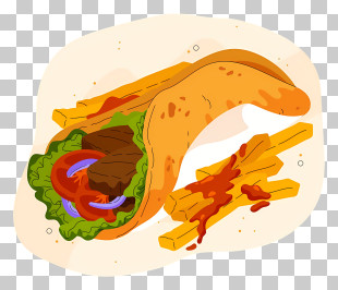 Burrito - Tasty Taco And Fries Illustration PNG