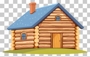 Log Cabin - Charming Cartoon Wooden Log Cabin PNG