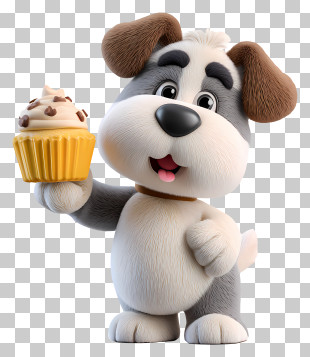 Playful Dog With Cupcake PNG