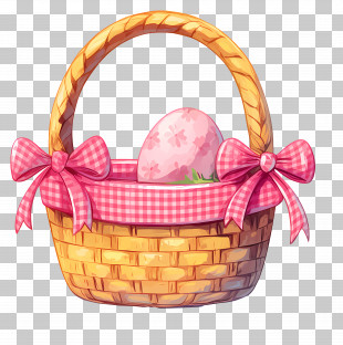 Handled Basket - Easter Basket With Egg PNG