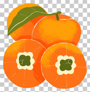 Persimmon - Orange Persimmons With Leaf PNG