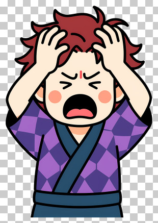 Kokushibo - Stressed Red-Haired Boy PNG
