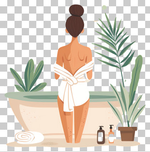 Spa Girl Back Display - Woman Preparing For Bath PNG