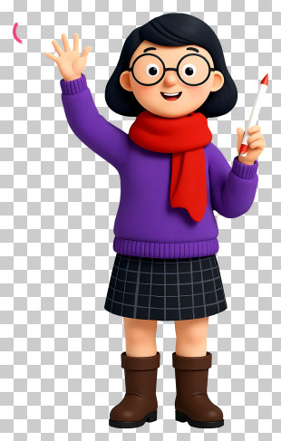 Cartoon Woman Teacher - Friendly Teacher Waving PNG