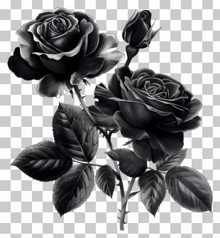 Black Roses - Romantic And Gothic Black Roses Illustration PNG