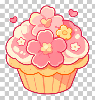 Cute Floral Cupcake PNG