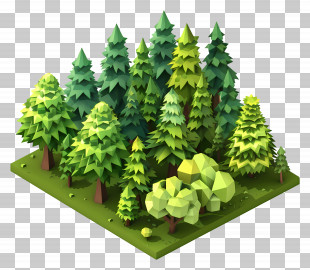 Isometric Forest - Lush Forest Trees Illustration PNG