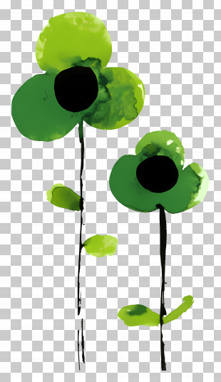 Green Flowers - Artistic Green Watercolor Flowers PNG