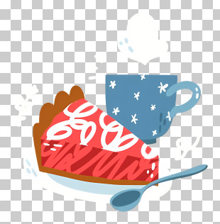 Tea Time - Slice Of Cake With Cup And Spoon PNG