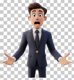 3d Businessman Shocked Surprised - Shocked Man In Suit Animation PNG