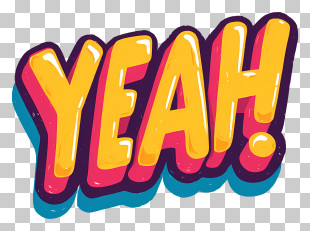 Yeah - Colorful Yeah Text Typography PNG