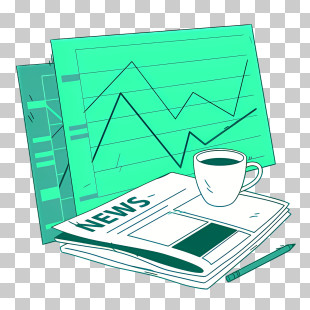 Newspapers - Morning News With Coffee And Graphs PNG