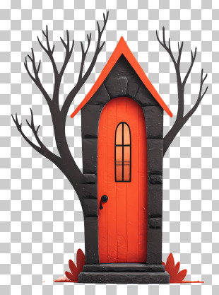 Spooky Door - Small Cute Doodle House PNG