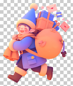 Hurried Elf - Joyful Gift Elf PNG