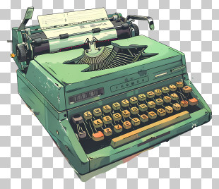 Typewriter - Vintage Green Typewriter PNG