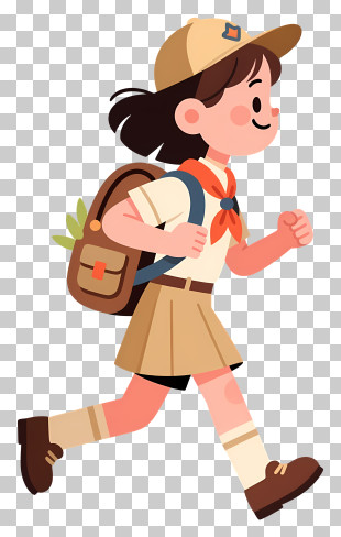 Girl Running With Backpack PNG