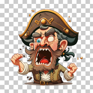 International Talk Like A Pirate Day - Angry Pirate Cartoon Character PNG