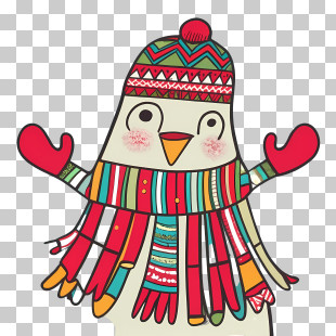 Cute Penguin - Festive Penguin With Scarf PNG