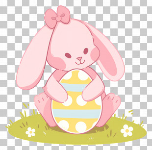 Easter Bunny - Cute Pink Bunny With Easter Egg PNG