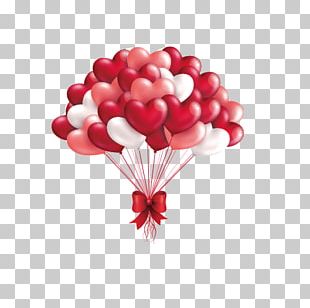 Red And White Heart-shaped Balloons PNG
