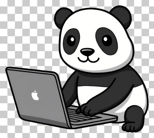 Cute Panda - Cute Panda Using Laptop PNG