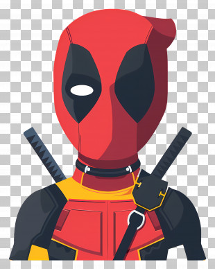Cute Deadpool - Red And Black Superhero Illustration PNG