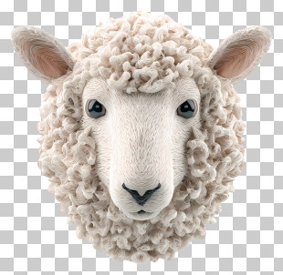 Sheep Head - Fluffy Sheep Head Illustration PNG