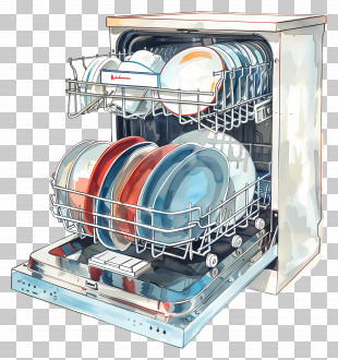 Dishwasher - Dishwasher Filled With Dishes And Plates PNG