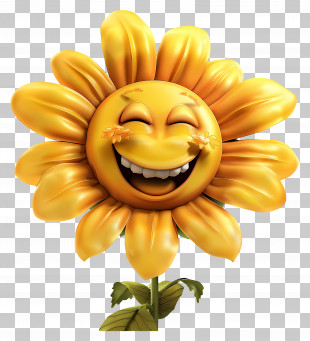 Flower - Smiling Sunflower Cartoon Character PNG