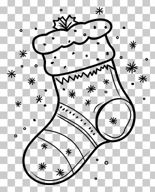 Christmas Coloring Page - Christmas Stocking Outline With Festive Design PNG
