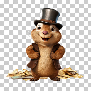 Groundhog Day - Cute Cartoon Animal With Top Hat And Vest PNG