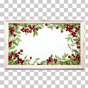 Red Cranberries Frame - Decorative Frame With Berries PNG