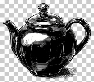 Teapot - Black Teapot With Lid PNG